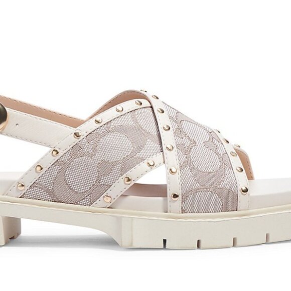COACH Palmer Signature Jacquard Slingback Sandals In Stone size 6B - Picture 6 of 16